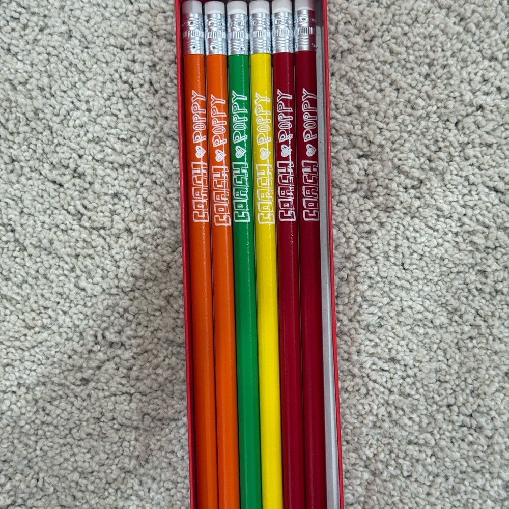 Coach Colorful Poppy Pencil Box with 6 Pencils